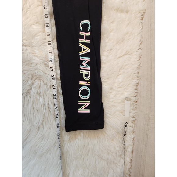 Champion Girls Leggings Mid Rise Graphic Print Pull-On Stretch Black Large - Picture 6 of 6
